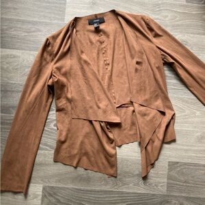 Faux Suede Front- Opening Jacket